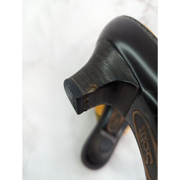 Sofft Heels Women 9.5 M Orange Leather Kitten Criss Cross Open Toe Shoe Tropical - Picture 6 of 11